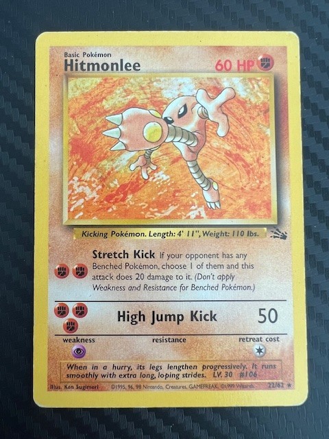 Pokémon TCG HItmonlee Fossil 22/62 Unlimited Rare MP