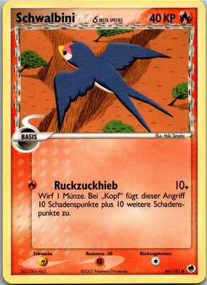 Pokémon Schwalbini 66/101 EX Dragon Frontiers 2007 Deutsch