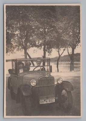 BMW DIXI 1928 - Paar mit Hund Auto - Altes Foto 1920er
