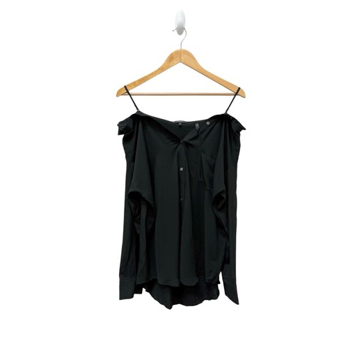 NUEVO SIN ETIQUETAS Theory Tamalee Camisa Clásica de Seda Fuera del Hombro Negra Para Mujer’s Talla Grande - Imagen 4 de 10