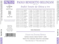 PAOLO BENEDETTO BELLINZANI: DODICI SONATE DA CHIESA A TRE NEW CD