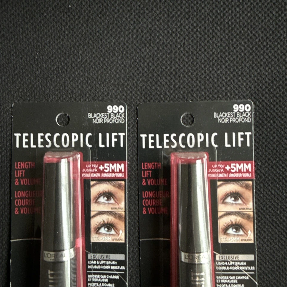 L'Oreal~ Lot Of 2~Telescopic Lift Length, Lift & Volume~#990 Blackest Black~0.33 - Image 2 of 3