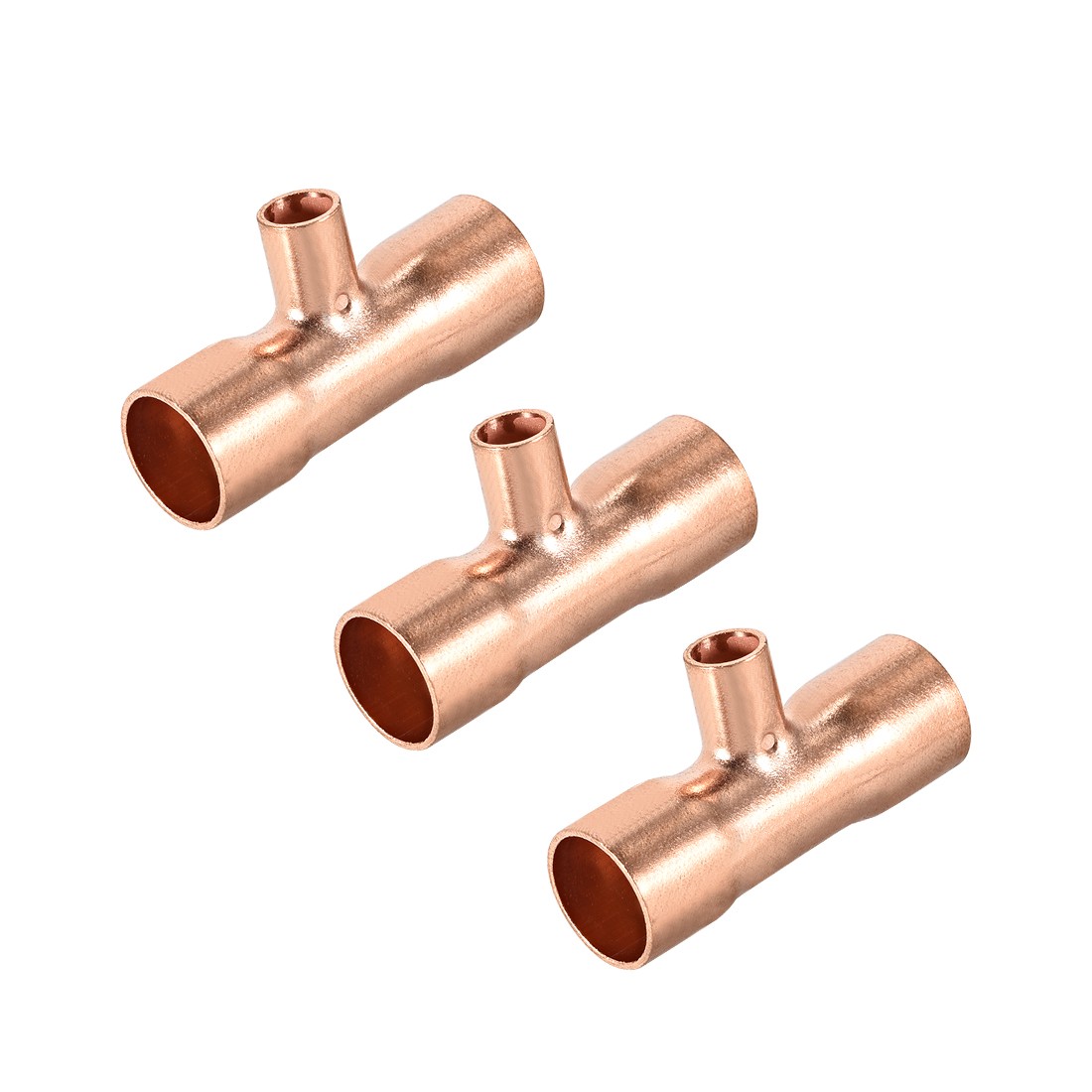 3pcs 1/4" x 3/8" Copper Tee Copper Pressure Pipe Fitting for Plumbing Supply