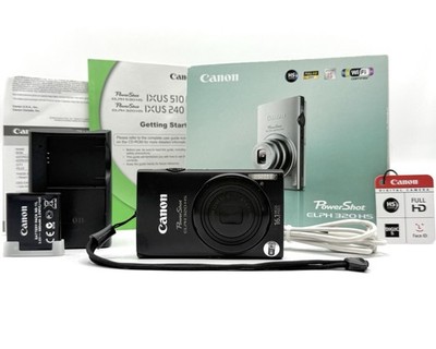 Canon Powershot ELPH 320 Digital Camera Black 16.1MP HD WiFi 5x Zoom IOB