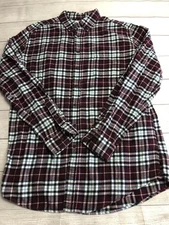 Croft & Barrow Shirt Mens Large Tall Burgundy Plaid Flannel Button Down Casual