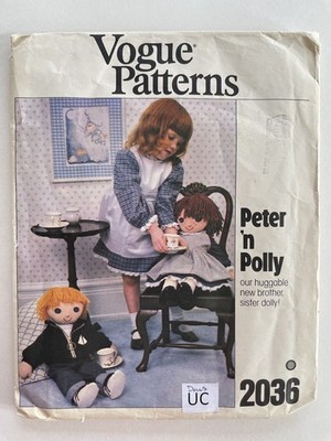 Vtg Vogue Sewing Pattern 2036 Peter & Polly 24'' Rag DOLLS With OUTFITS UNCUT