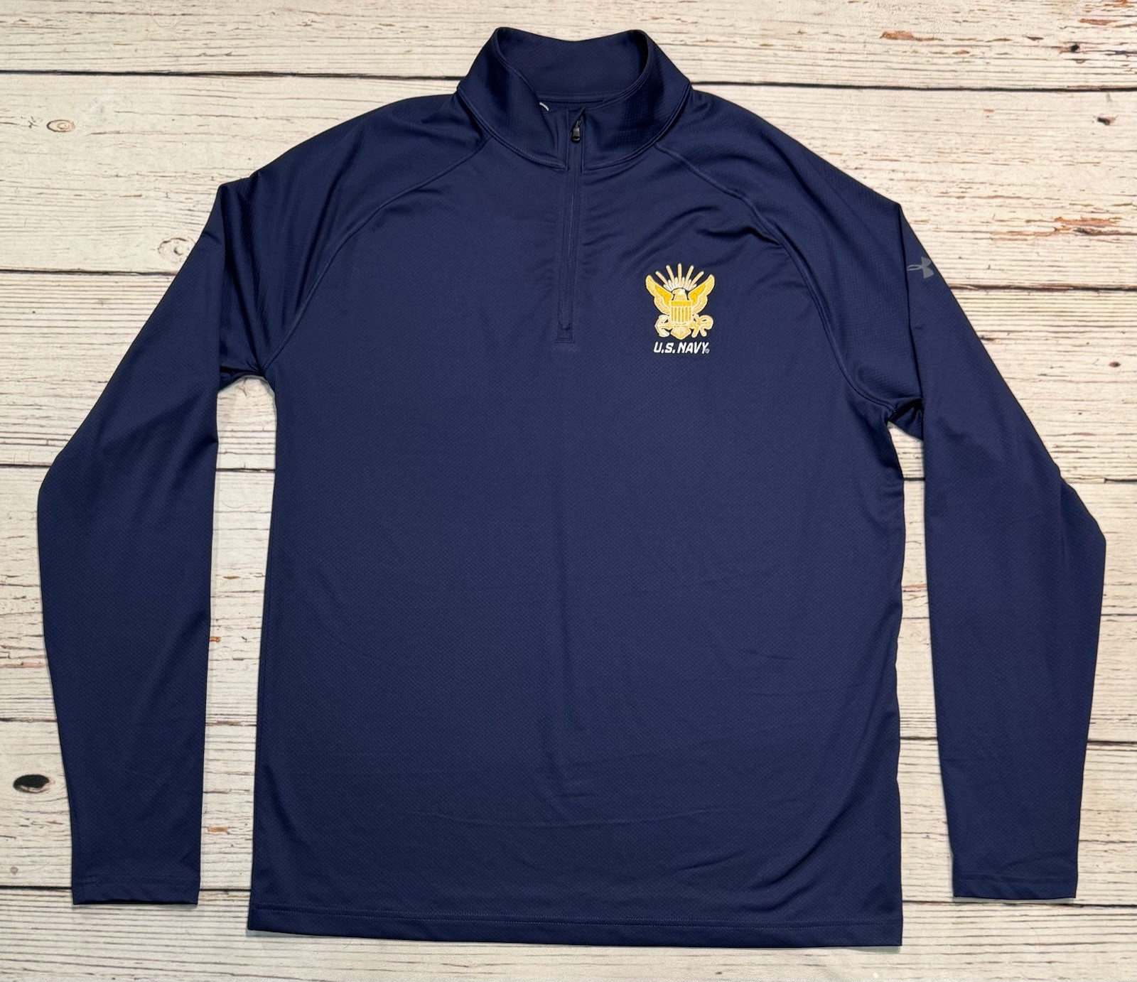 NWT Under Armour 1/4 Zip Pullover Men's Sz L Navy Blue U.S. Navy