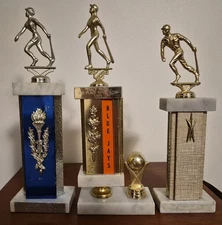 Lot of 3 Vintage Baseball Trophies...2 Women's 1 Men's...Metal Toppers
