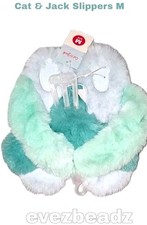 EvezBeadz New w/ Tags Cat  Jack Womens Slippers Medium 2/3 Blue Fur Crossover