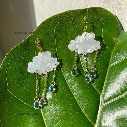 Pendientes colgantes Cloud Raindrop acrílico iridiscente