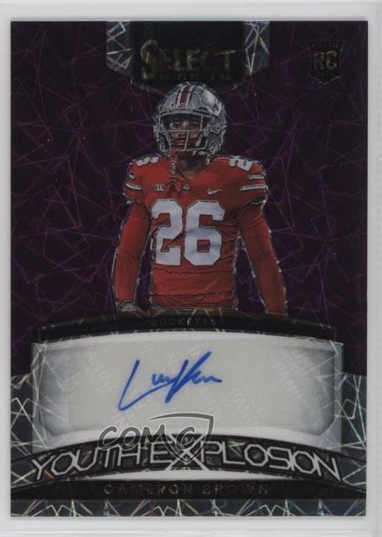 2023 Panini Select Draft Picks Purple Lazer Prizm 66/89 Cameron Brown Auto 4r3