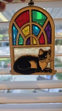 Cathedral Tiffany Style Cat Stained Glass Sun Catcher Cute
