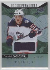 2017-18 Trilogy Rookie Premieres Level 1 Green Foil Jersey Gabriel Carlsson 0c3