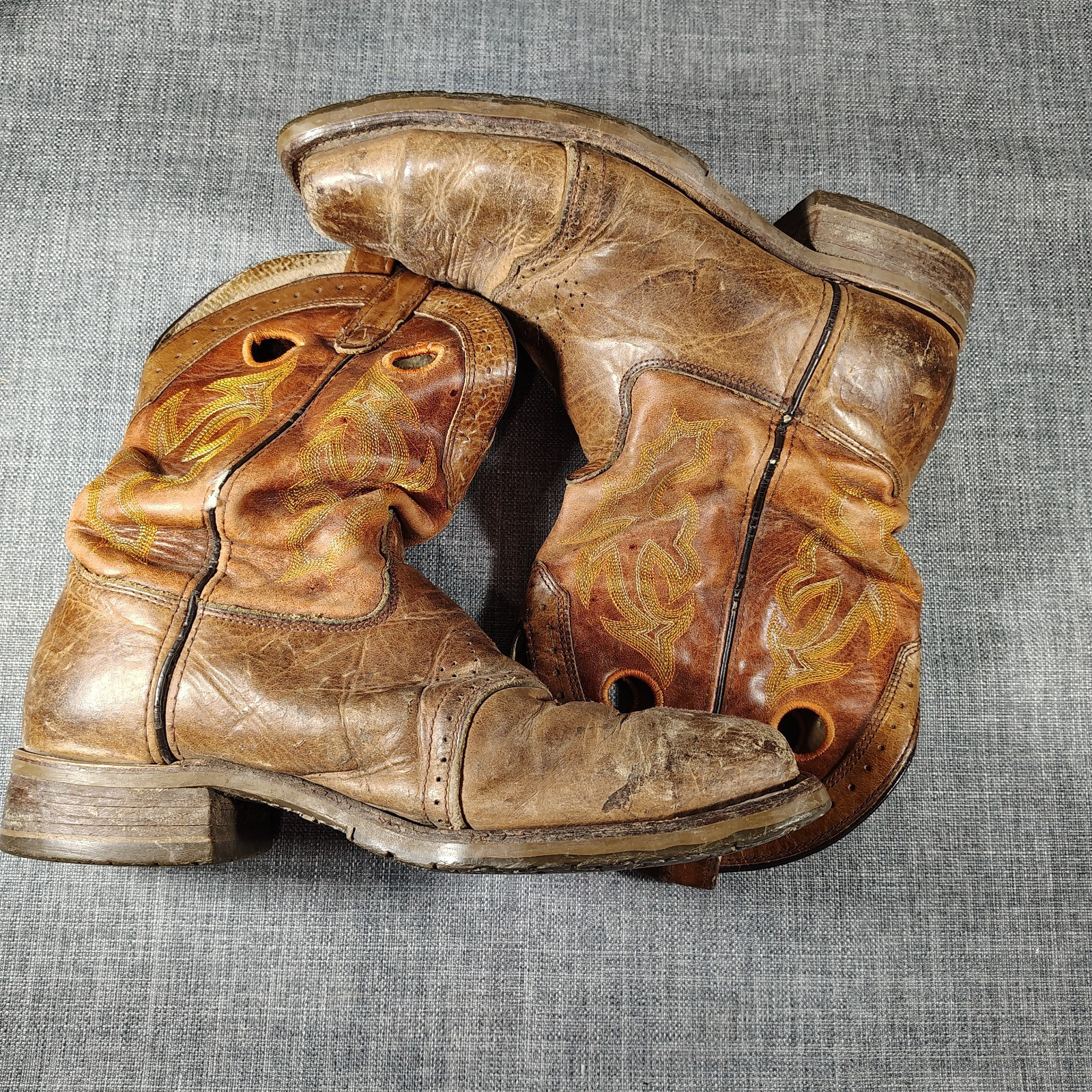 Double-H Boots Men's 14 Brown Steel Toe Square Oil Resis Distressed Roper DH5400