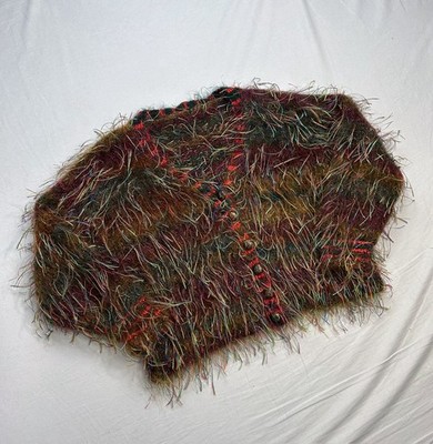 True VTG 1800s Post Office Dept Buttons Handmade Shaggy Sweater M Kurt Cobain