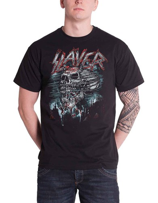 #ad #ad Slayer T Shirt Distressed Demon Storm Skeleton Band Logo Official Mens Black $23.41