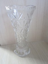 alte Glas Blumenvase, Tischvase, 17,5cm hoch