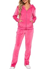 Velour Track Suits for Women Set Fall Sweatsuits 2 Piece Medium A-hot Pink
