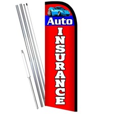 Auto Insurance Premium Windless Feather Flag Bundle Complete Kit OR Optional