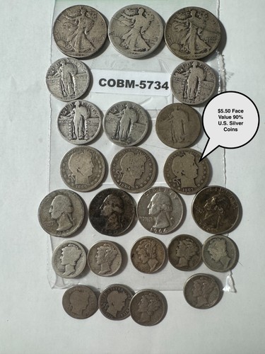 $5.40 Cull-to-Nicer 90% Silver U.S. Coin Lot Walking Libs & More!! COBM-5734