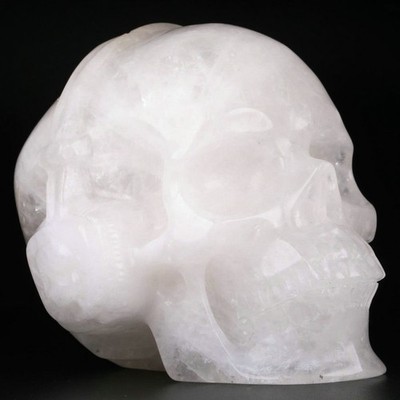4.5'' White Quartz Carved Headset Skull, Realistic, Crystal Healing