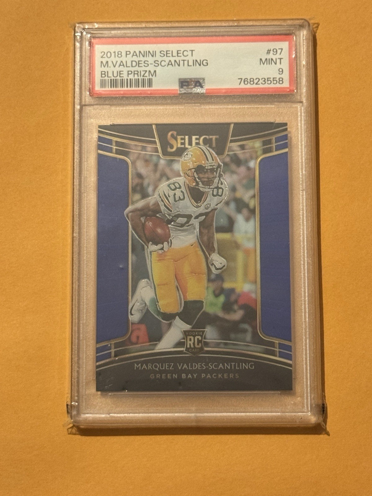 2018 Select MARQUEZ VALDES-SCANTLING #97 Rookie Blue Prizm #/175 Concourse PSA 9