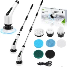 7 Heads Electric Spin Scrubber Cordless Bathtub Power Scrubber Cleaning Brush US