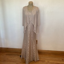 New 159. R  M Richards size 6 champagne long gown  jacket mother of bride