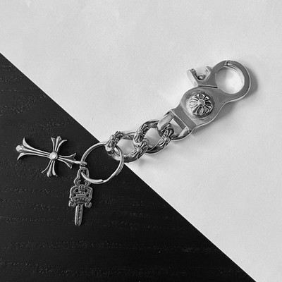 Chrome Hearts Style Keychain, Gothic Cross Silver Y2K Keychain