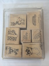 Stampin  Up   Christmas  Set Of 7 Rubber Stamps - Santa/Reindeer - Vtg 1991 NEW 