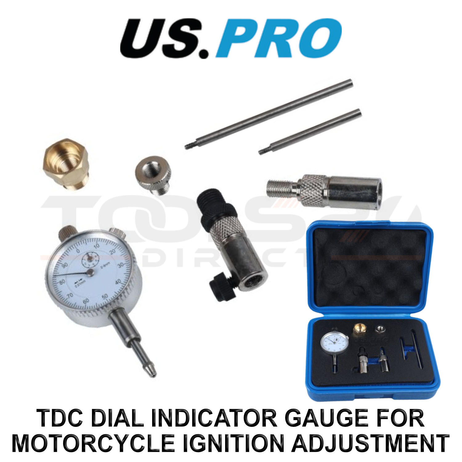 US PRO Tools TDC Dial Indicator Gauge Motorcycle Ignition Timing Kit 10mm 14mm