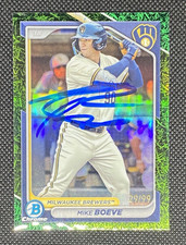 Mike Boeve 2024 Bowman Chrome Green Grass Refractor /99 IP Signed Auto Brewers