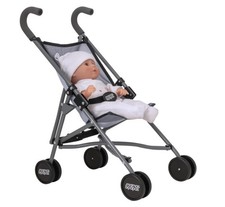 Mamas and papas Doll stroller Black & Grey Pushchair Dolls Pram