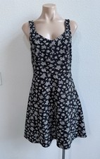 Michael Kors Fit And Flare Dress Black White Floral Sleeveless Tank Mini M
