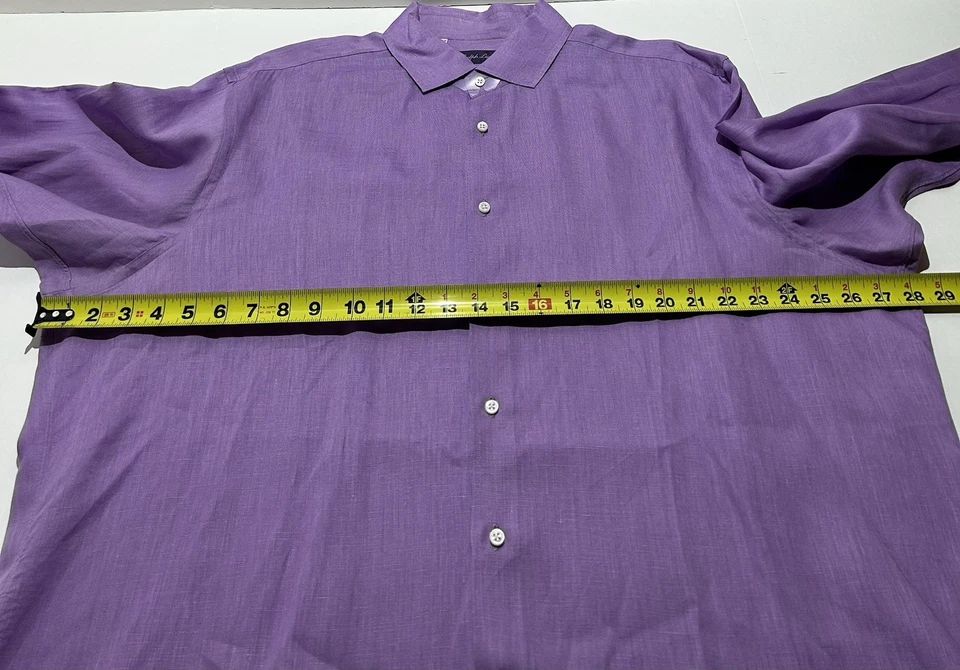Ralph Lauren Purple Label Dress Shirt Men’s XXL 18 Linen Purple Button Down EUC - Image 4 of 4