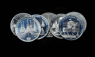 Lot of 7x 1980 USSR Moscow Olympics 1 Rouble Coins