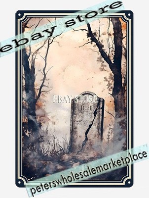 Broken Stone Gate Tin Wall Sign morbid gothic aesthetic