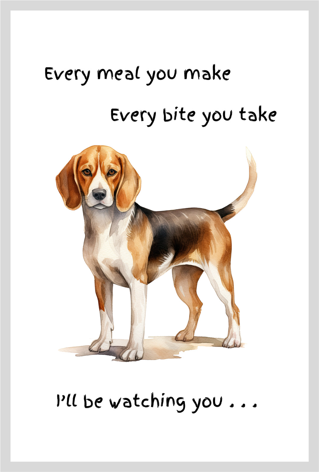 Beagle Dog gift Cotton Tea Towel Watching You wording fun stocking filler