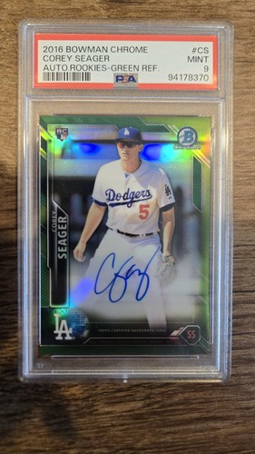 Mint 9 2016 Bowman Chrome Corey Seager AUTO Rookies-Green Ref #CS PSA