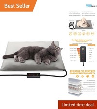 Pet Heating Pad for Indoor Use - 6 Temp Settings, Machine Washable Grey Velvet