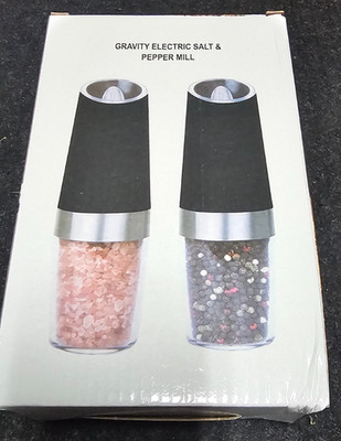 Gravity Electric Pepper Salt Grinder Set with LED Light Stainless Steel .