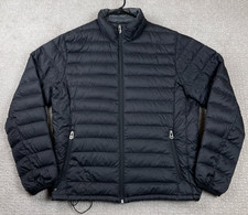 Cole Haan Puffer Jacket Mens Medium Black Lightweight Packable Down Insulated