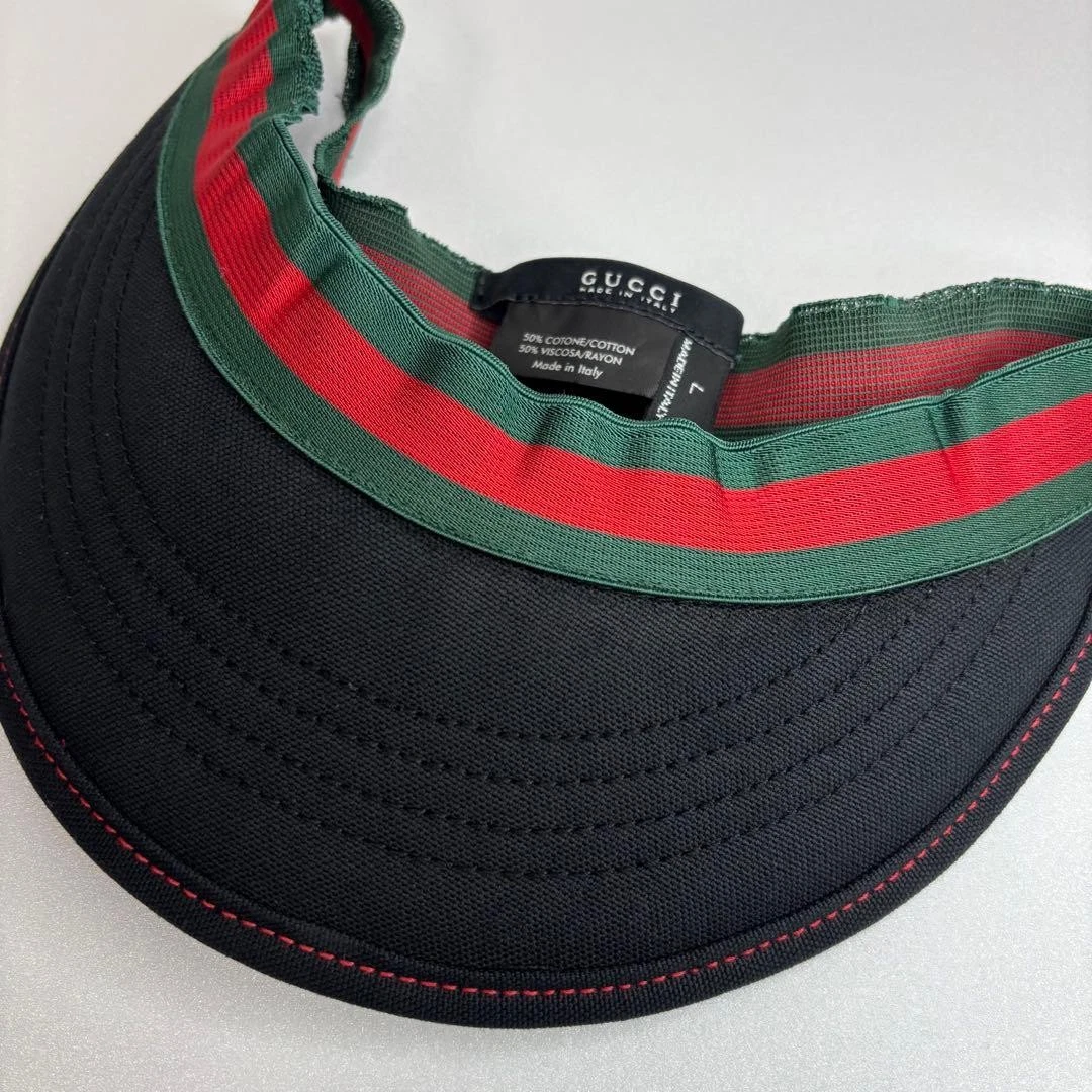 Gucci Sun Visor Hat Cap Sherry Line Black Size L Men's Authentic from JAPAN