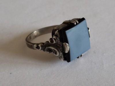 Jugendstil,Siegelring,  Silber, Schichtachat, blau ORG.  1880- 1900