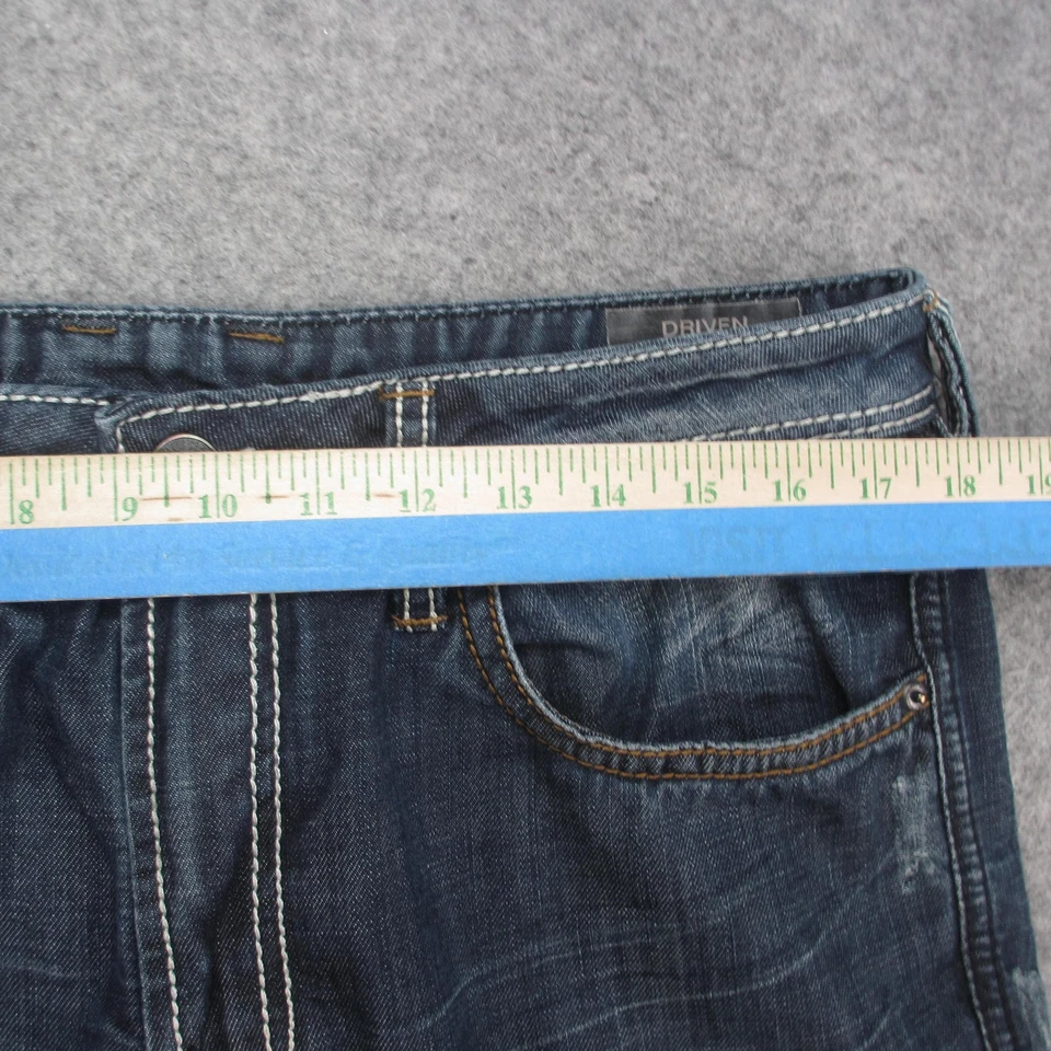 Pantalones de mezclilla Buffalo David Bitton para hombre 34x30 azul conducidos básicos de pierna recta desteñidos Foto 3 de 4