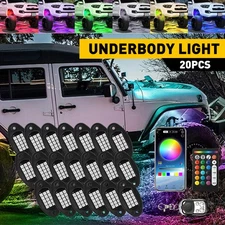 20 Pod RGB LED Rock Light Underbody Trail Rig Glow Lamp Offroad SUV Pickup Truck