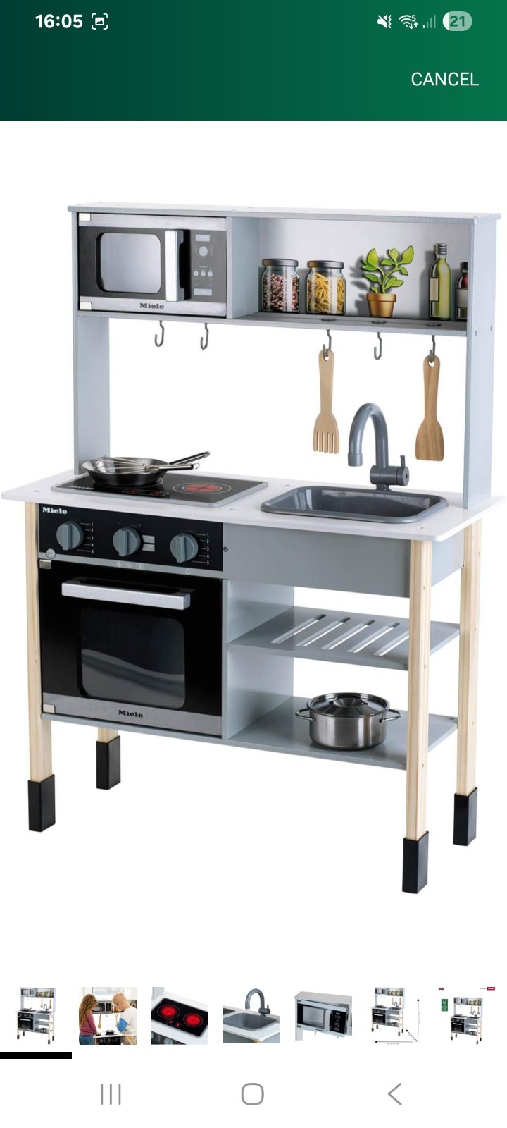 Theo Klein 7199 Miele Kitchen I White Wooden Kitchen Includes Hob, with Sound
