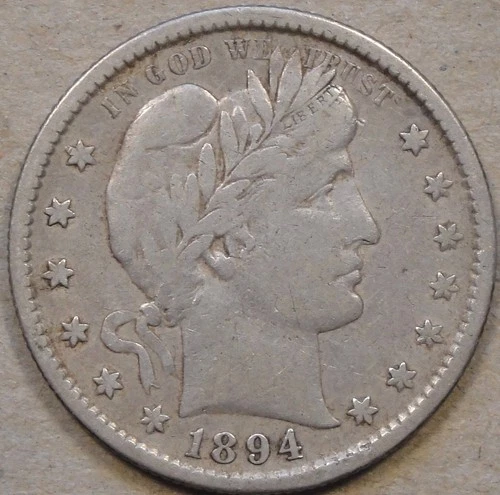 1894-S Barber Quarter 25c VF/XF Cleaned as Pictured L3-2