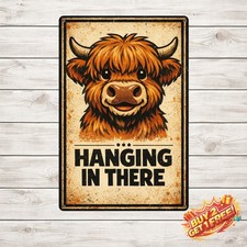 Rustic Highland Cow Portrait Home Decor Wall Tin Sign