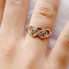 Olympic Necklace 14K White Gold Plated Silver Olympic Sports Ring